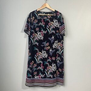Shein Black Flower patterned Shift Dress size 0XL